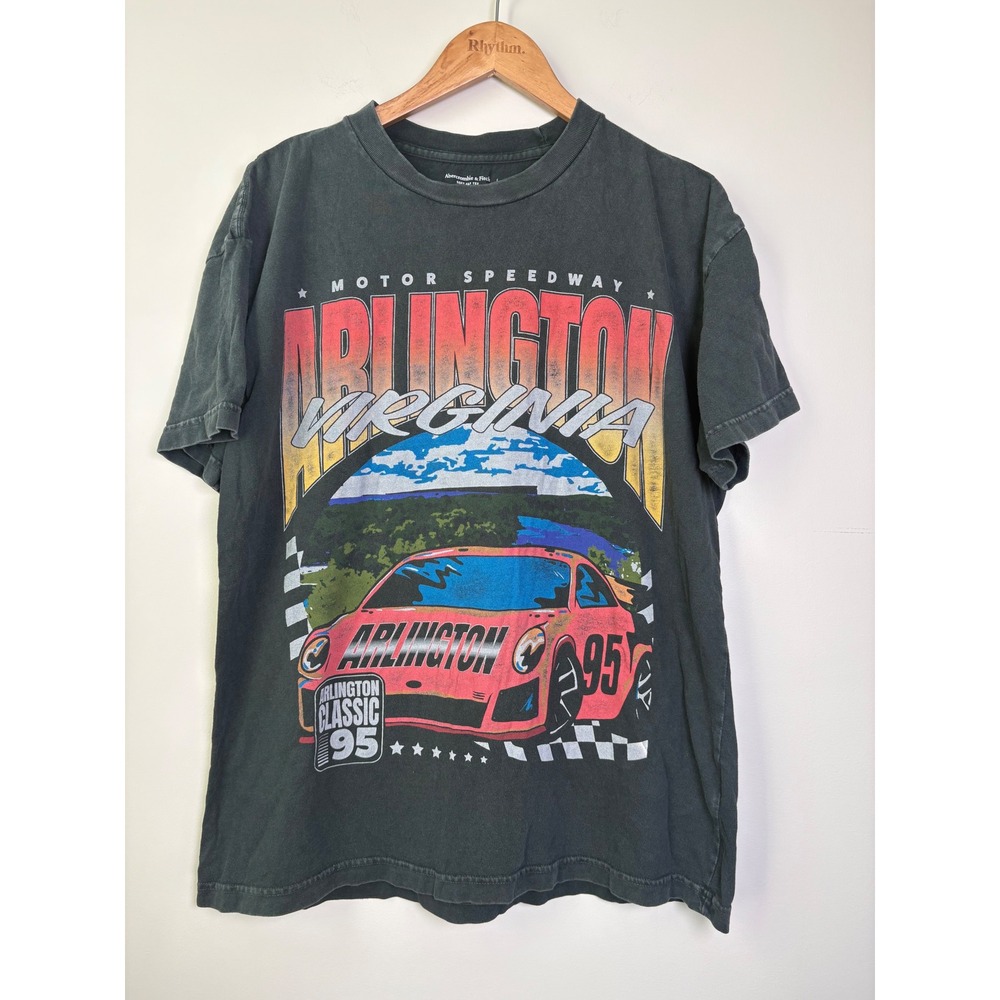 Abercrombie & Fitch Mens Motor Speedway Arlington Virginia Graphic Tee Black L